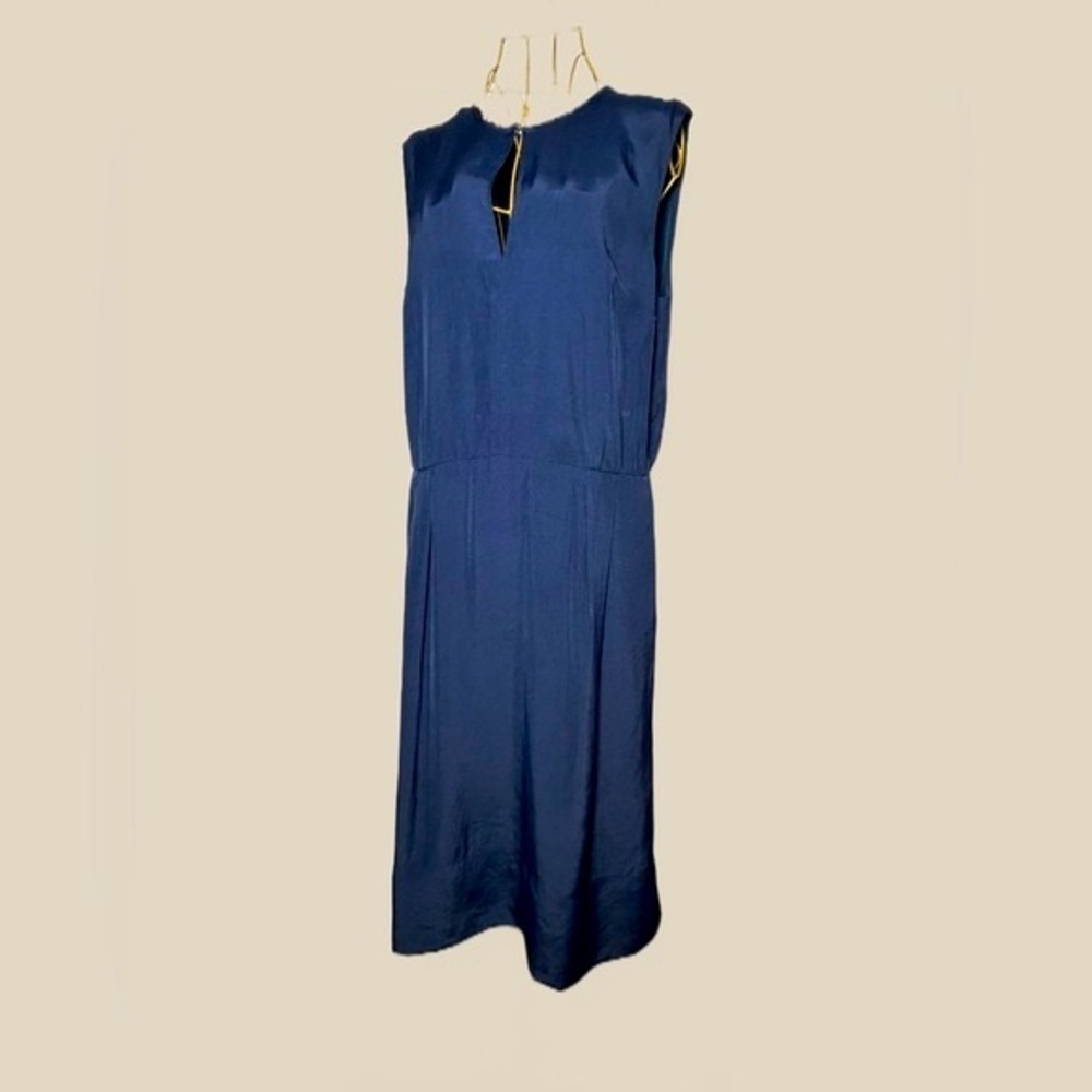 J. Crew Collection Navy Blue Keyhole Work Dress w/Pockets & Side Zipper, M (10)